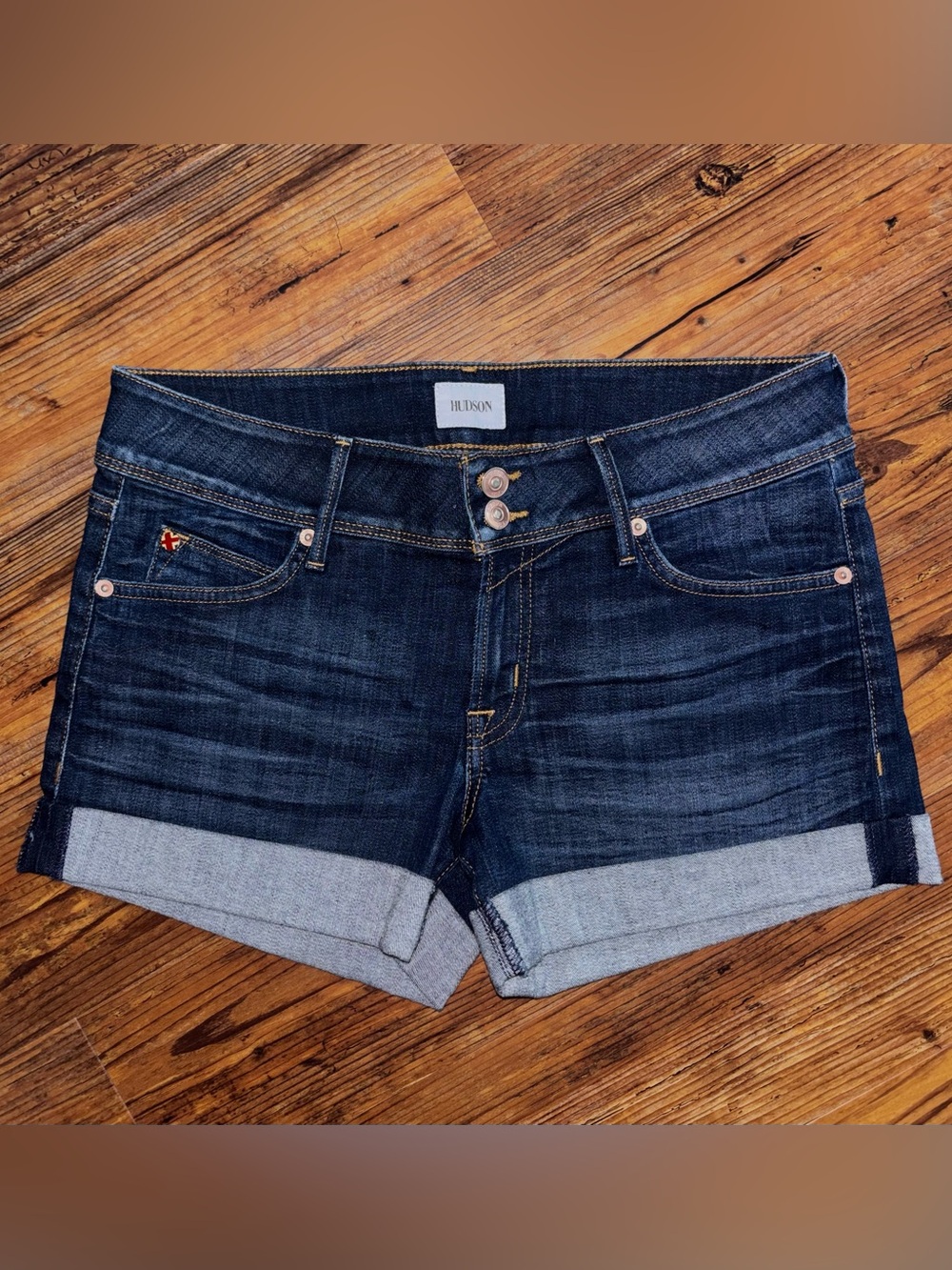 Hudson Dark Wash Croxley Mid Thigh Short